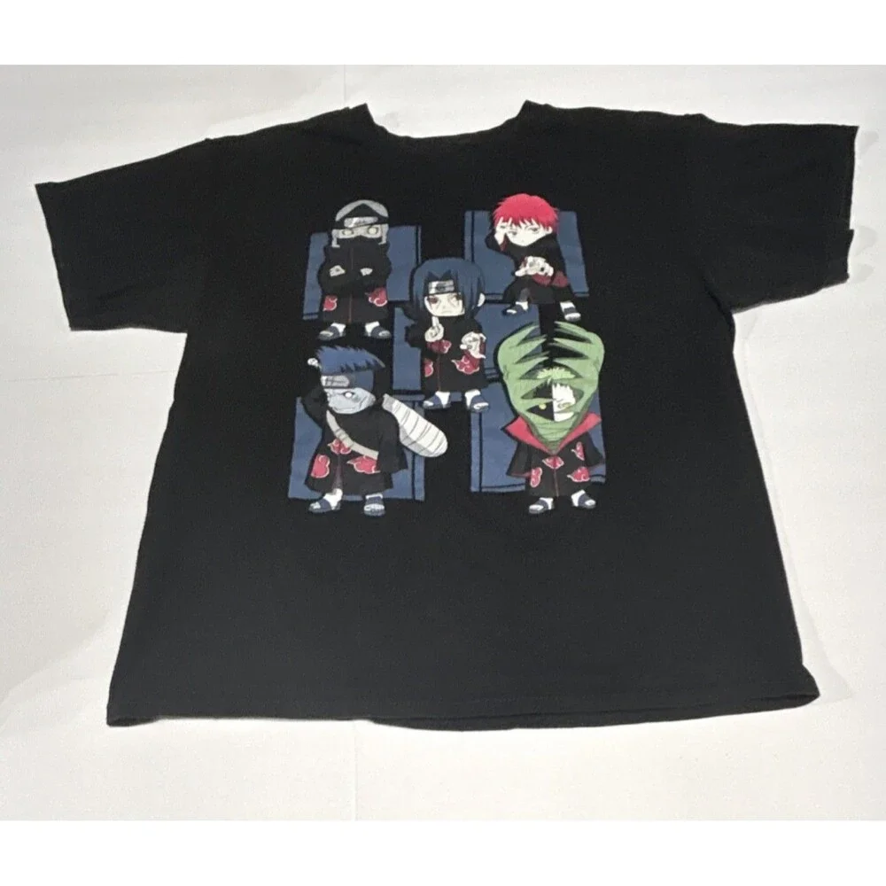 Ripple Junction Men’s L Naruto Shippuden Itachi Uchiha & Gaara Black Graphic Tee